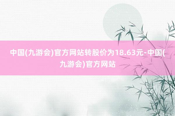 中国(九游会)官方网站转股价为18.63元-中国(九游会)官方网站