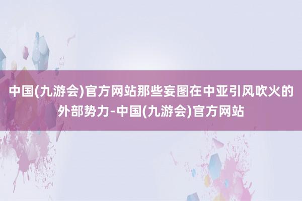 中国(九游会)官方网站那些妄图在中亚引风吹火的外部势力-中国(九游会)官方网站